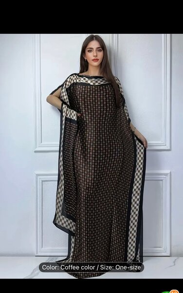 Women's Coffee Color Kaftan Dress