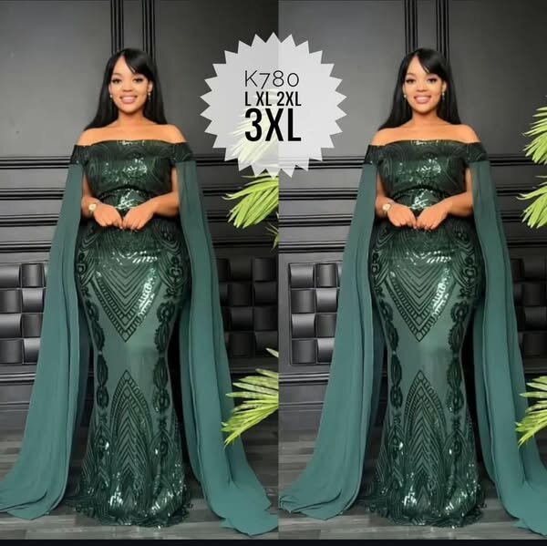 Women's long evening dress in    green