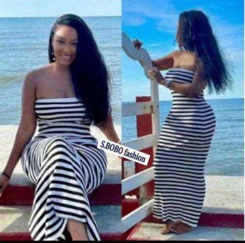 Robe longue rayée élégante