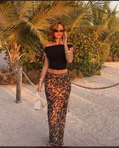 Jupe longue léopard femme