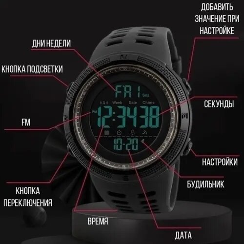 Современные спортивные часы Skmei. Корпус противоударный, чт