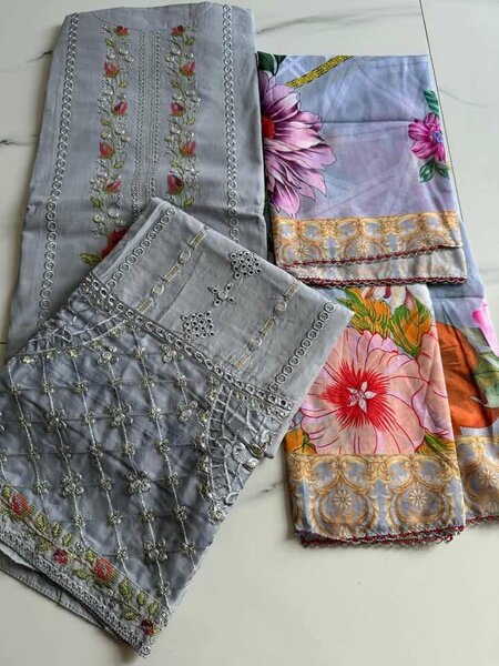 Ladies Embroidery unstitched viscose Suit