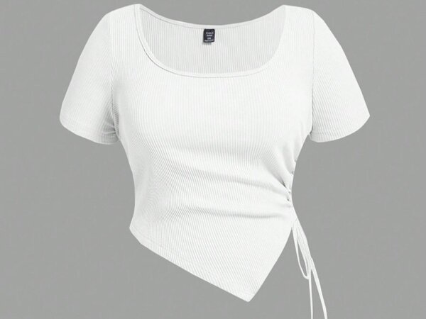 Haut blanc asymétrique femme