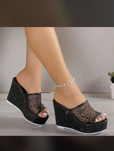 Sandales compensées femme glitter