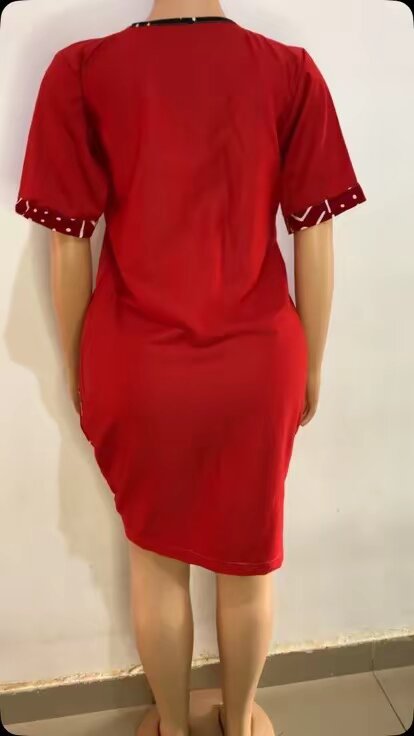 Robe ethnique rouge imprimée