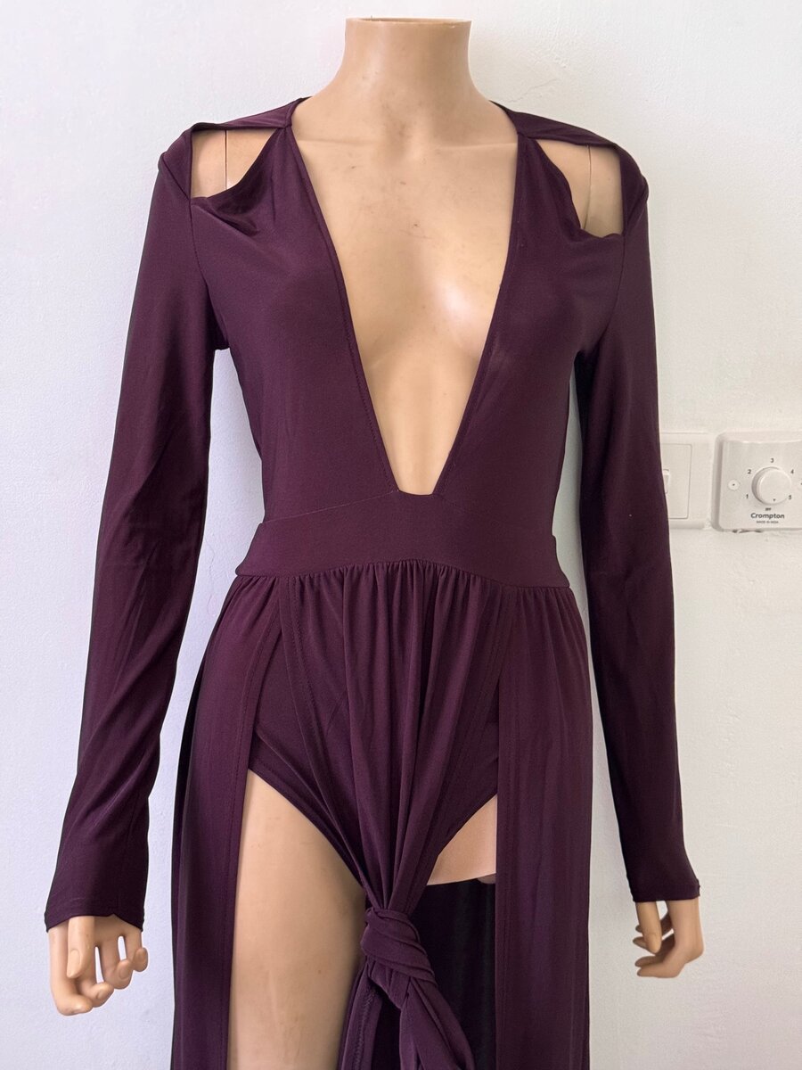 Boohoo Dark purple cut out beach dress