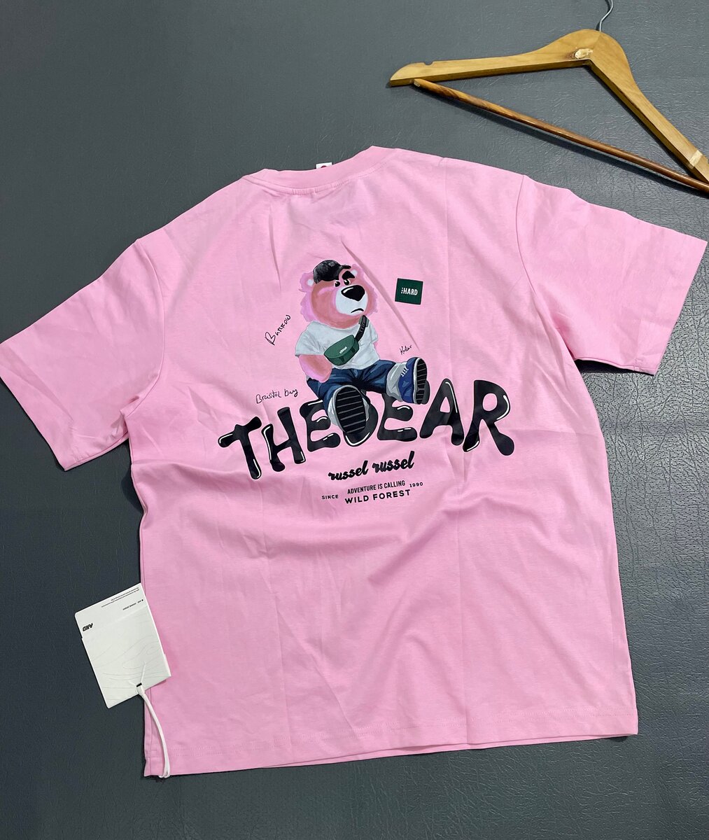 T-shirt rose imprimé ourson