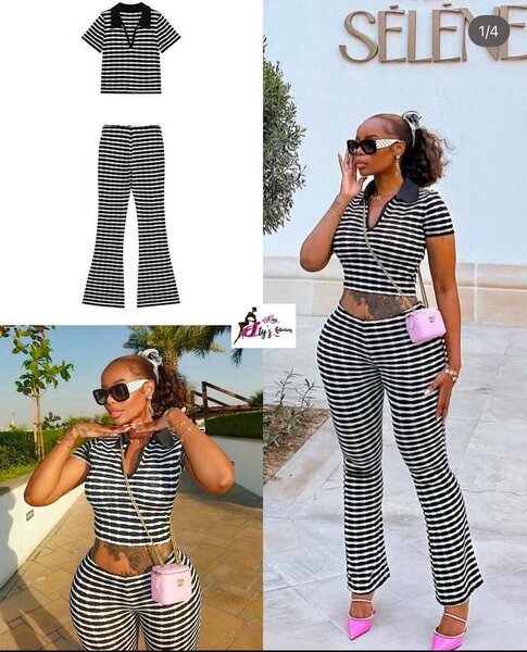 Ensemble rayé noir et blanc femme