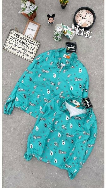 Chemise imprimée turquoise