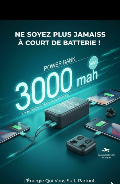 Power Bank 30000mAh - Chargeur Portable pour Smartphone