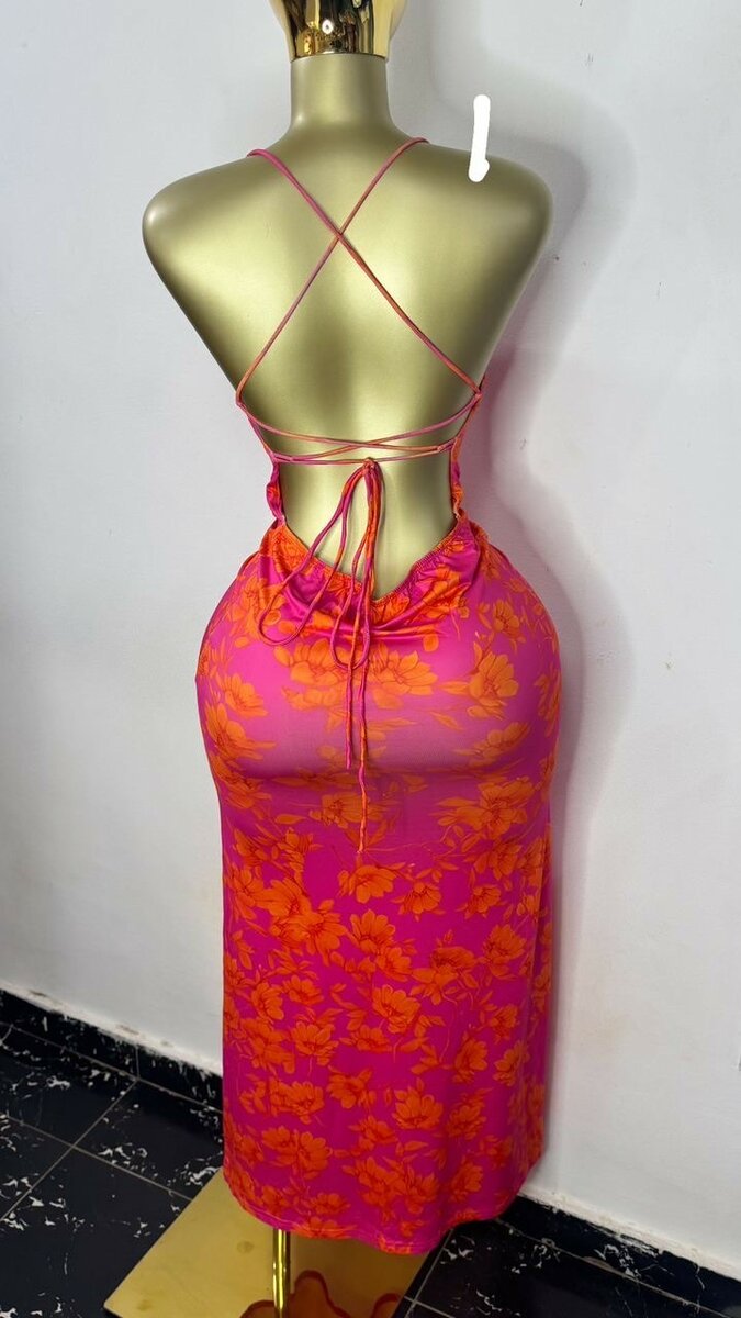 Robe dos nu florale femme