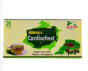 Moringa Cardiochest Tea (Herbal) Tea - 25 Teabag Box - for sore throat , chronic cough and congestion Promotes Healthy Throat and Lungs