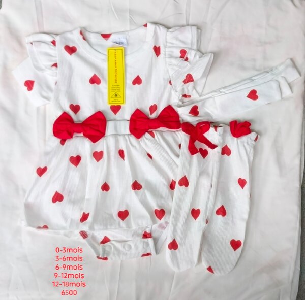 Ensemble Bébé Cœur Rouge