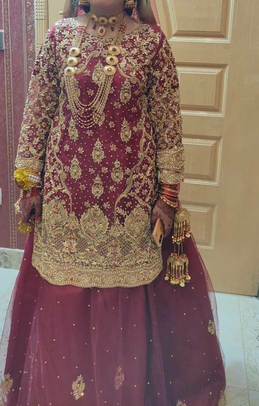 Barat red lehenga with shirt dupatta
