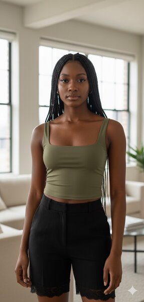 Top court en coton vert