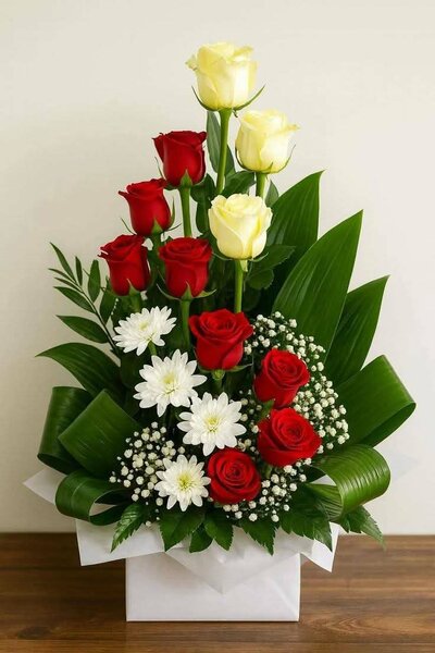 Bouquet de roses en cœur