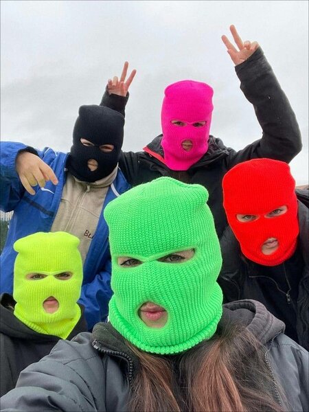 Cagoule à 3 trous, double tricot, bonnet masque de ski