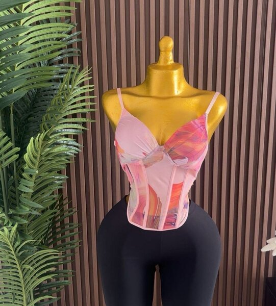 Top Bustier Floral Pink