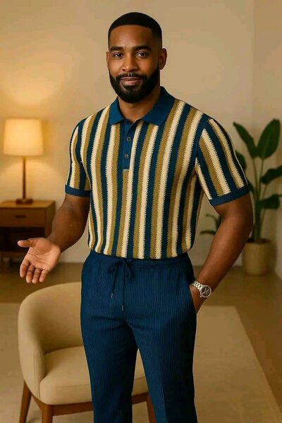 Ensemble Polo Rayé Homme