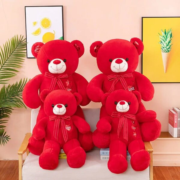 Ours en peluche rouge géant