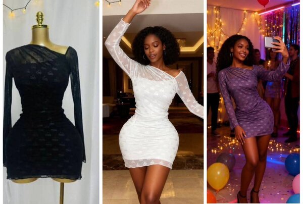 Robe en dentelle courte pour femme