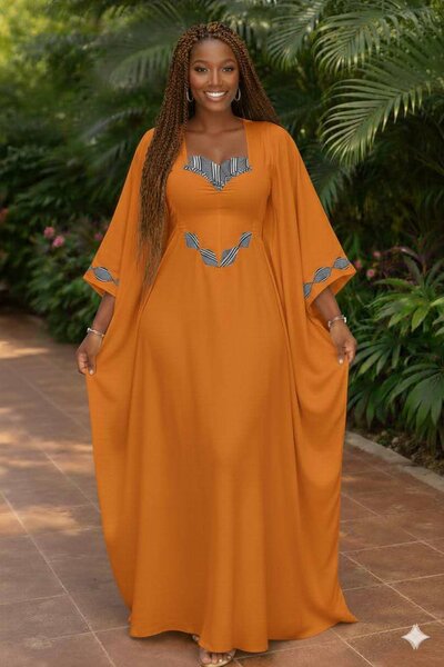 Robe longue africaine avec cape