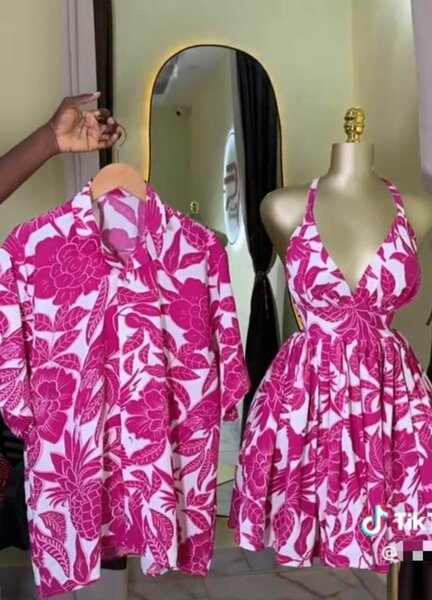 Ensemble robe et chemise fleuri pour femme