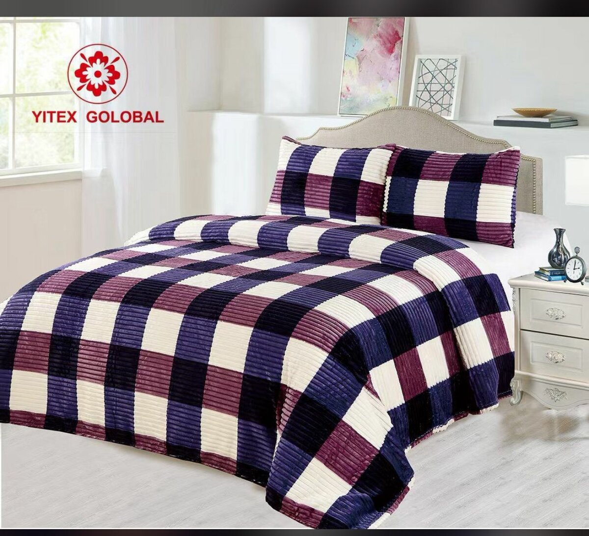 Housse de couette Yitex Global carreaux