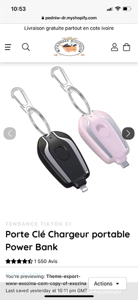 Porte Clé chargeur portable power bank