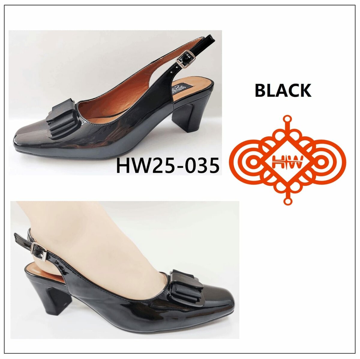 Escarpins en cuir noir brillant