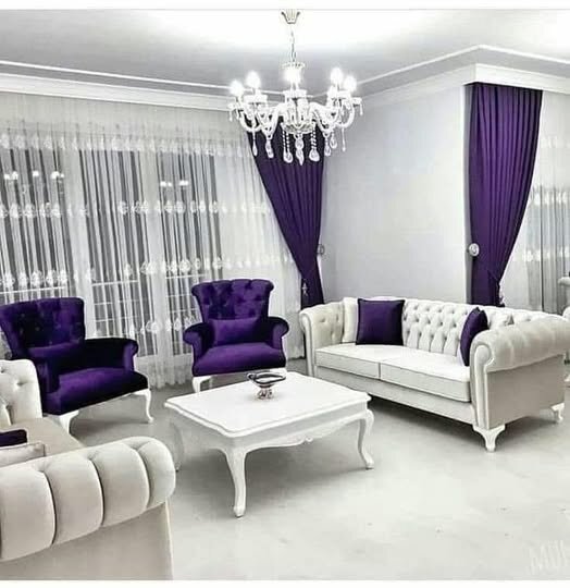 Set of white and violei furniture