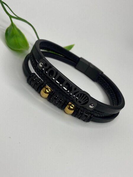 Masculine Rolex Leather Steel Wristwear