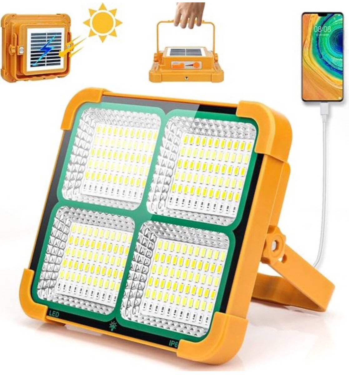 Projecteur LED Rechargeable par Panneau Solaire