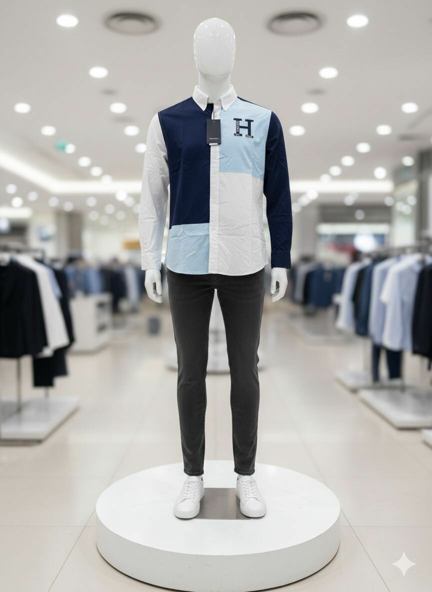 Chemise Homme Patchwork Élégante