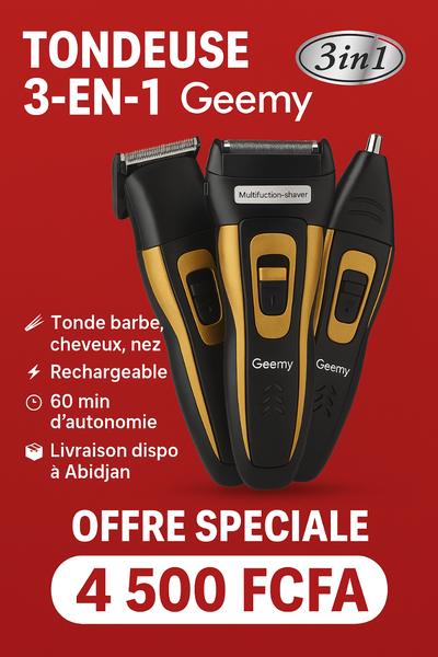 Tondeuse 3-en-1 Geemy Rechargeable