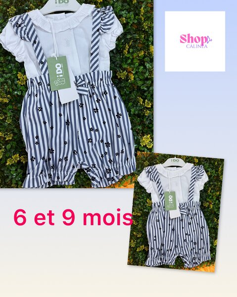 Combinaison bébé rayée 6-9 mois