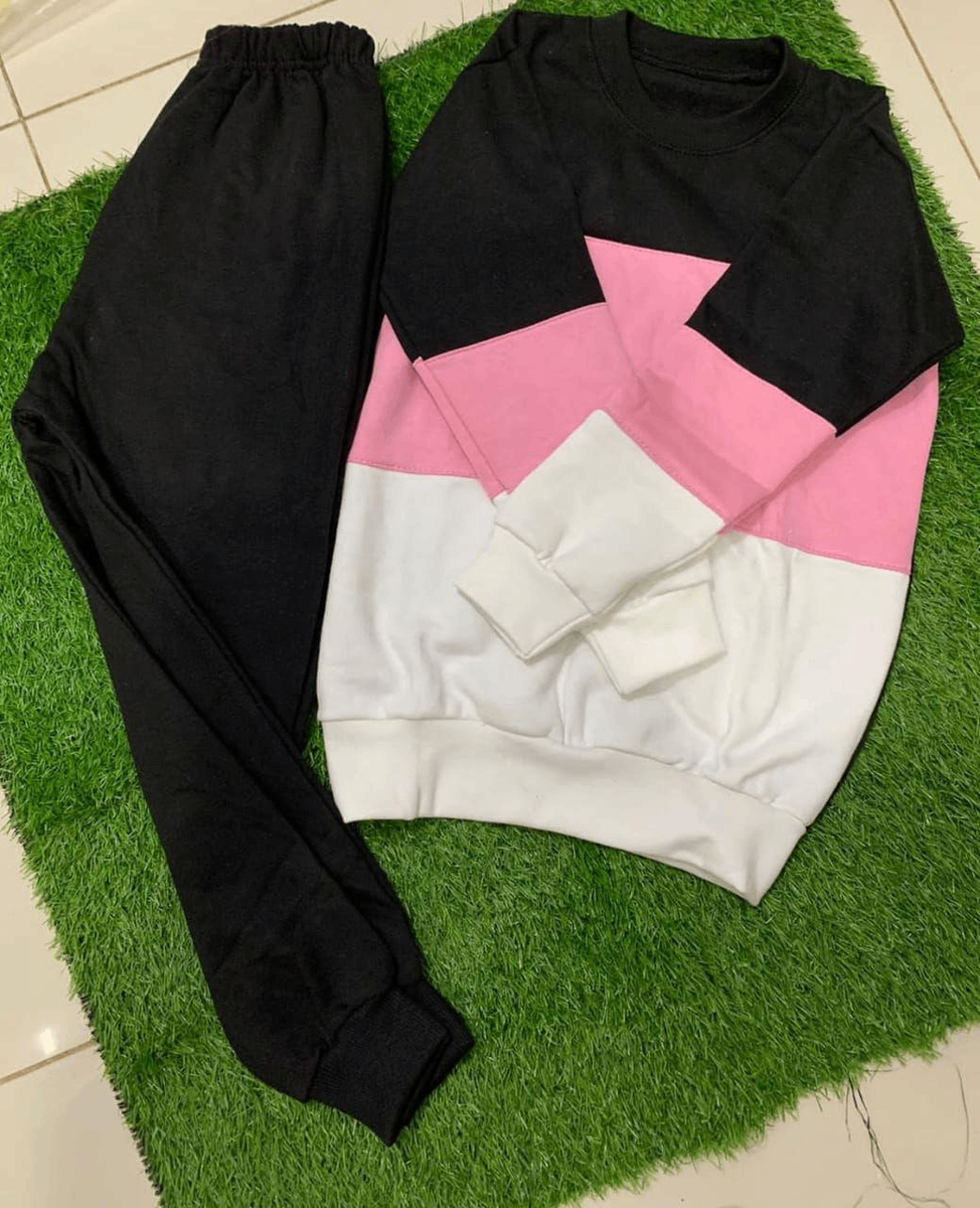 2 pcs Kids fleece plain sweatshirt tracksuit