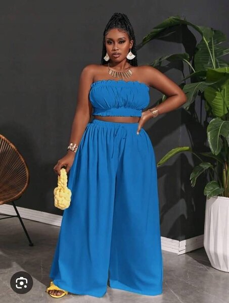 Ensemble bleu taille haute chic