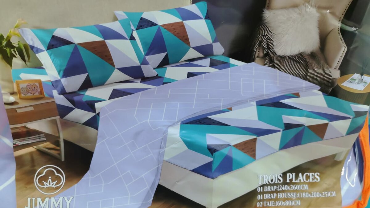 Parure de lit géométrique colorée