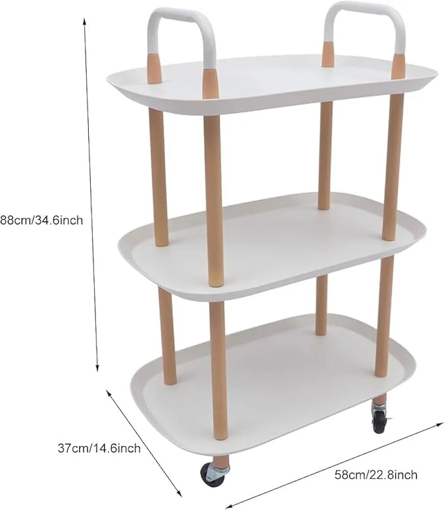 Chariot de Rangement 3 Niveaux en Bois