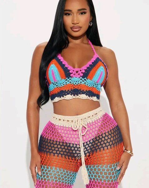 Ensemble tricoté multicolore