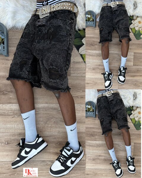 Shorts en denim délavé