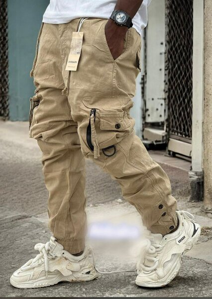 Pantalon cargo beige homme