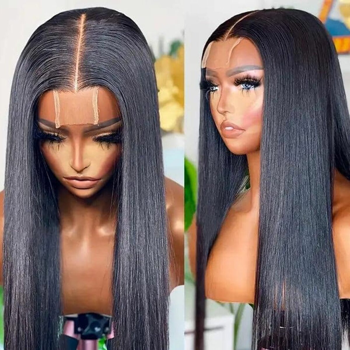 18 inches bone straight wig cap