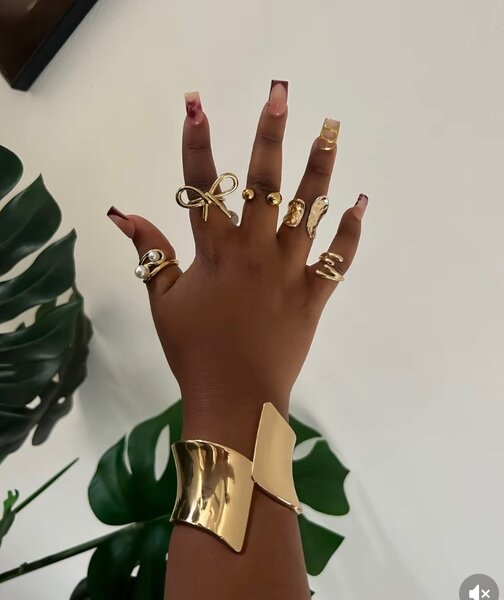 Ensemble Bagues et Bracelet Dorés