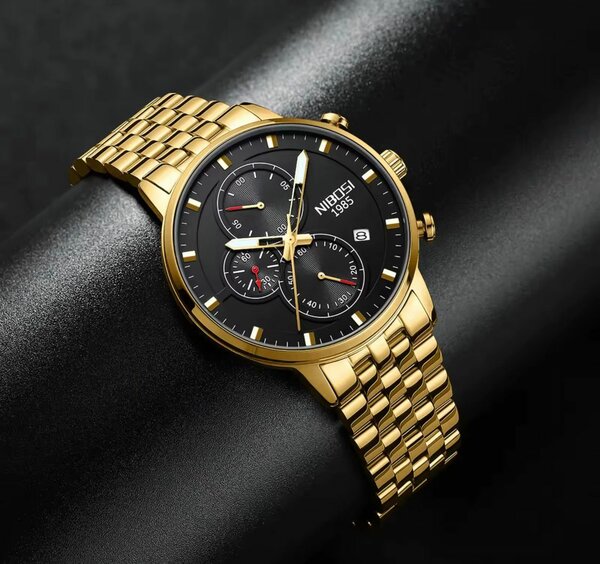 Montre Homme NIBDESI Métal Doré