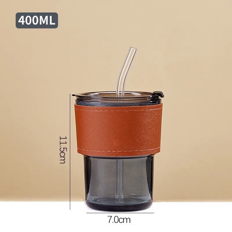Glass coffee mug with straw