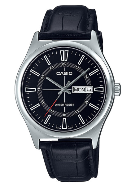 MTP-V006L-1CUDF Casio Black Dial Silver Case Black Leather A