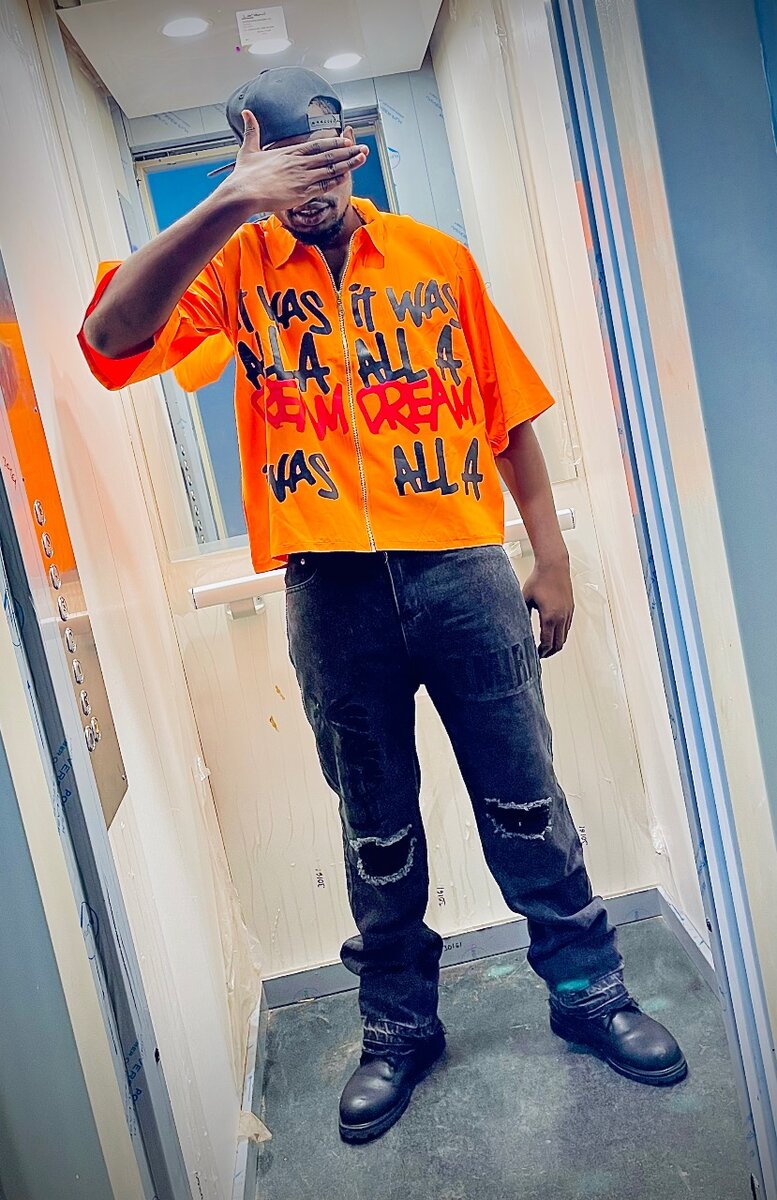 Veste Orange à Motif Graffiti