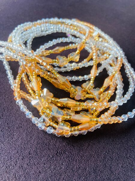 Gold and clear crystal beads